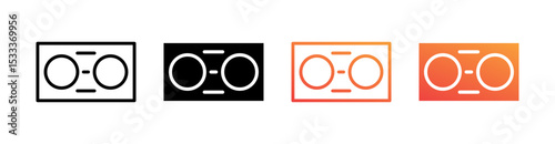 Cassette Tape Multiple Style Icon Set Vector 