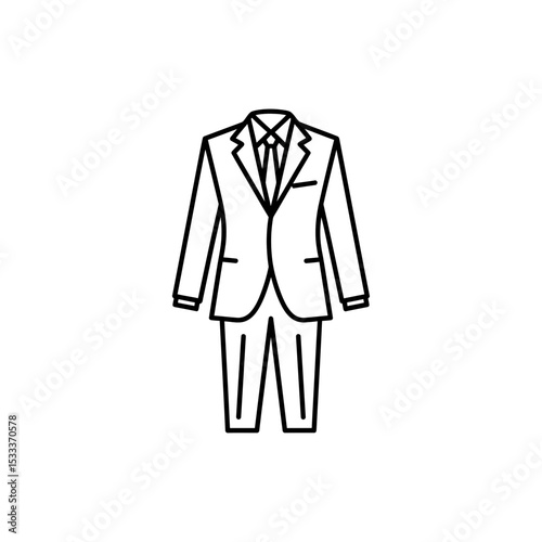 Elegant Business Suit Outline Illustration for Professional Attire Design, Formal Wear Icon, Corporate Clothing Line Art and Modern Style