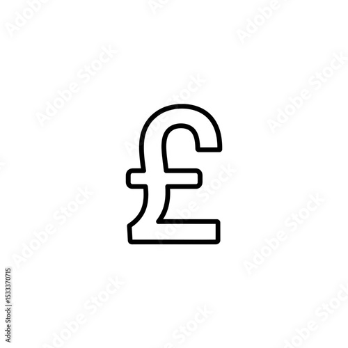 Pound Sterling Symbol Outline, British Currency Icon Isolated on White Background - Financial Concept, Payment, Banking and Investment Vector Illustration