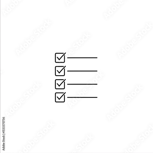 Checklist with Checked Boxes Illustration for Task Management and Confirmation, Isolated Vector Icon, Editable Outline, Blank Lines