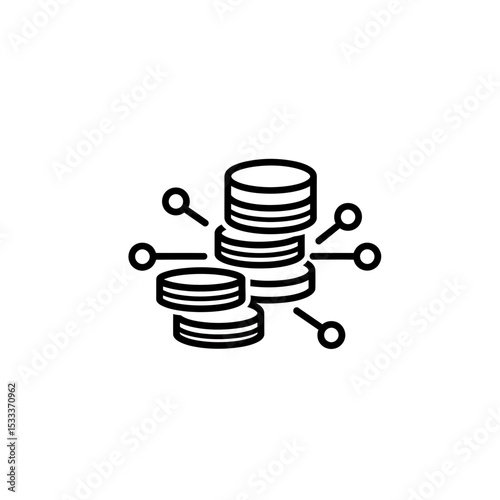 Blockchain Technology: A Stack of Coins Connected by Nodes - Minimalist Icon for Cryptocurrency and Decentralized Finance Concepts