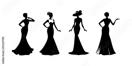 silhouettes of women in dresses