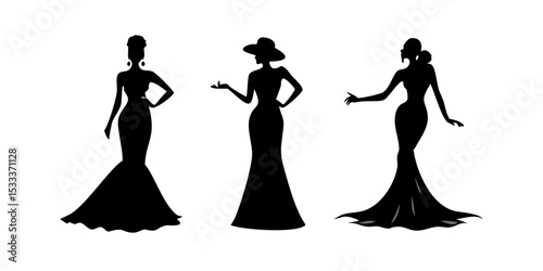 silhouettes of women in dresses