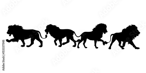 silhouettes of lions