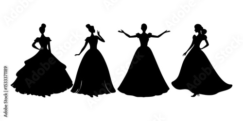 silhouettes of women in dresses