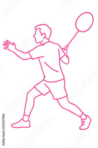 Badminton Players Ready for Action Deception pose (body facing one direction, racket angled opposite)