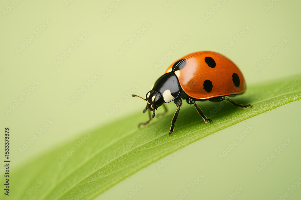 Fototapeta premium ladybug on green leaf