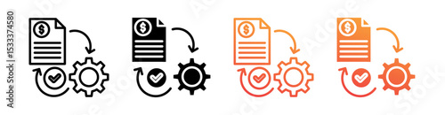 Process Multiple Style Icon Set Vector 