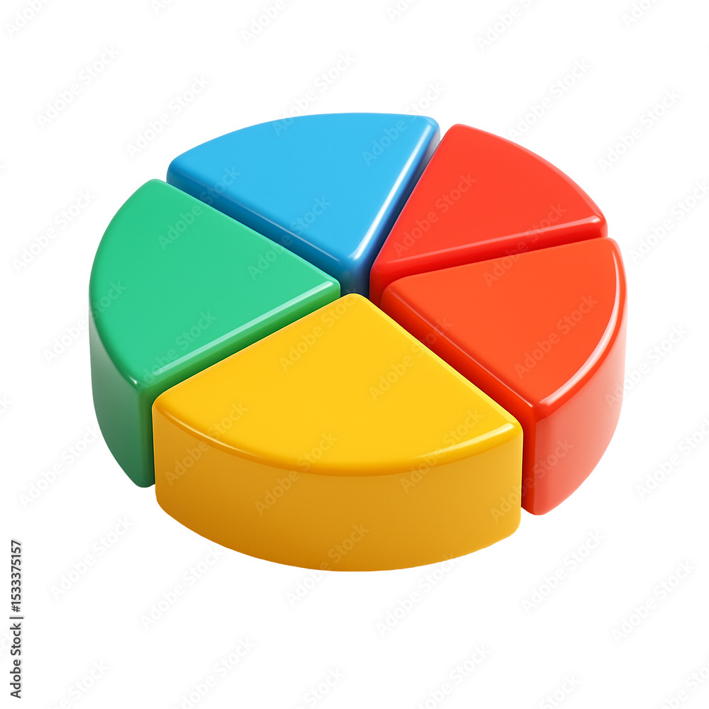 Isometric 3D pie chart icon in smooth glossy plastic for modern data dashboards Isometric 3D pie chart icon in smooth glossy plastic for modern data dashboards