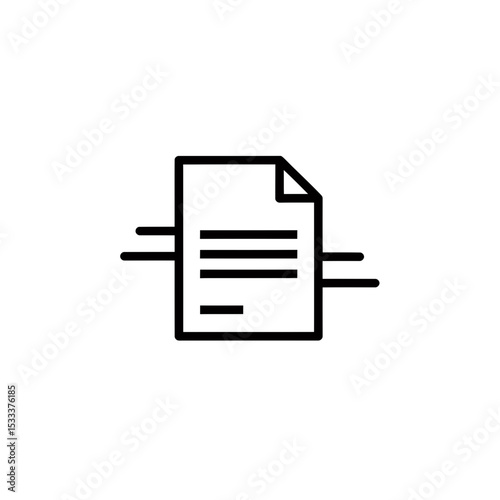 Minimalist Document Icon with Horizontal Lines for Text, Isolated on White Background, Perfect for Presentations or Web Design Projects