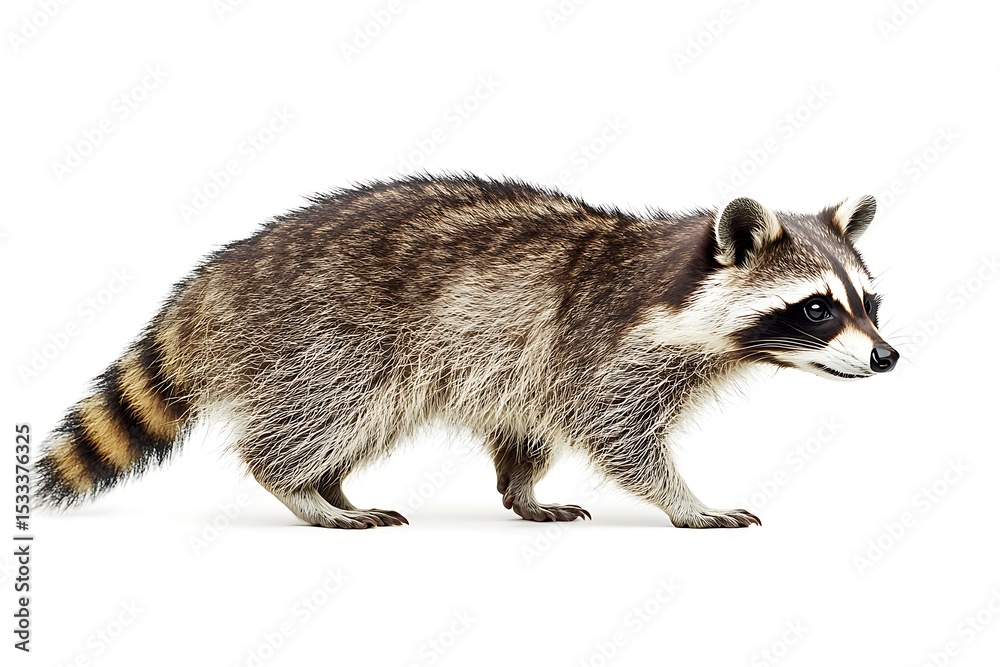Fototapeta premium Raccoon, Procyon , in front of white background