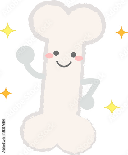手描きの骨のキャラクターのイラスト 元気な骨
