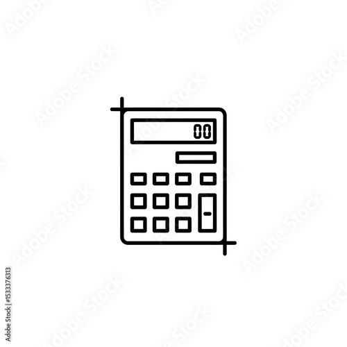 Minimalist Calculator Icon: A Simple Line Drawing for Finance, Education, and Math Concepts; Vector Illustration for Business and Accounting