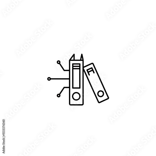 Digital Document Storage: Conceptual Illustration of Data Management and Electronic Filing System with Modern Technology and Connectivity