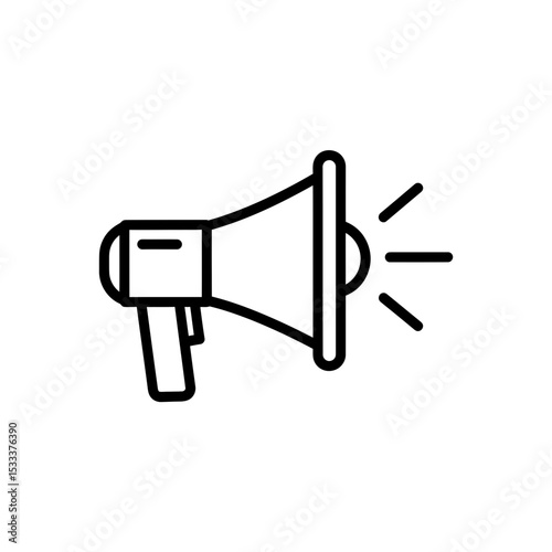 Megaphone Outline Icon, Promoting, Communication, Announcement Symbol Vector Illustration, Isolated on White Background, Minimalist Design, Marketing and Advertising Tool