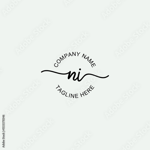 NI Initial Logo Design Vector Template