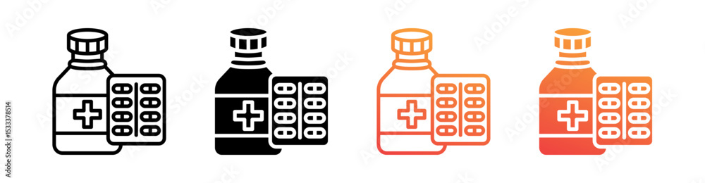 Fototapeta premium Pharmaceutical Multiple Style Icon Set Vector 