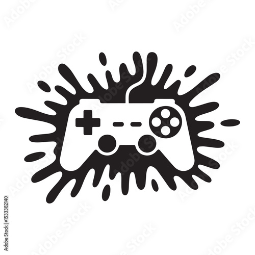 Gaming Controller Icon with Splash Effect | Joystick Vector Illustration | Gamer Logo Design

