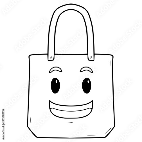 tote bag character illustration hand drawn outline vector
