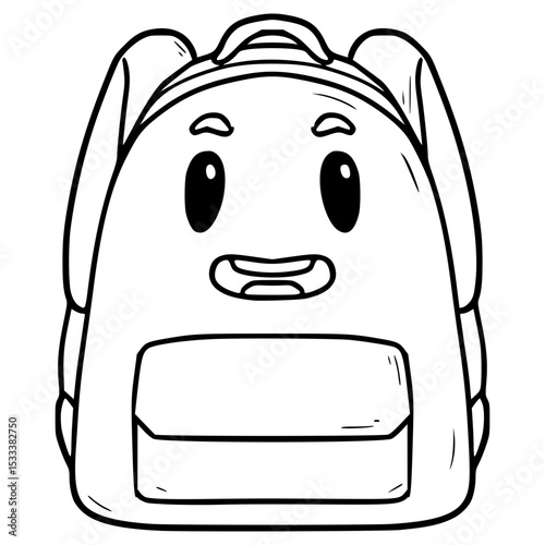 backpack character illustration hand drawn outline vector