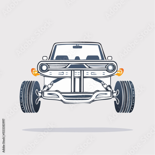 Vector Icon Minimalist Car Chassis Frame Illustration