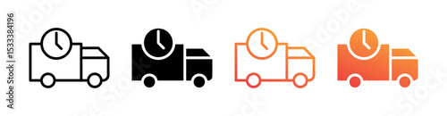 On Time Multiple Style Icon Set Vector 