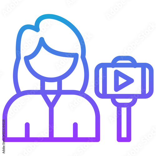 vlogger line gradient icon