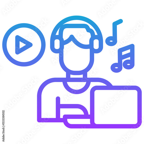 fashion content creator line gradient icon