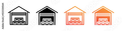 Logistic Multiple Style Icon Set Vector 