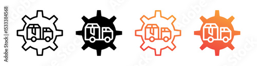 Logistic Multiple Style Icon Set Vector 