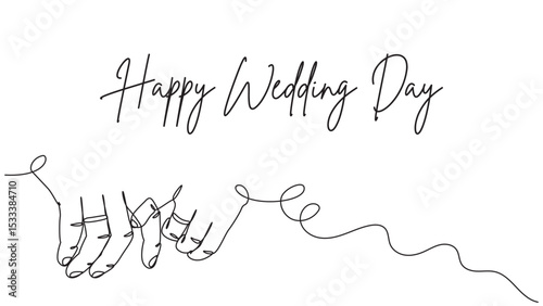 Elegant minimalist line art illustration for a happy wedding day design