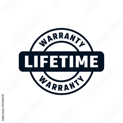 Lifetime Warranty Icon Vector Stamp Black