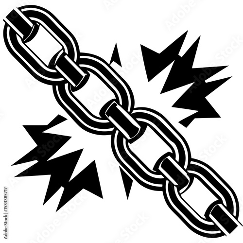 Chain Links Breaking Freedom vector silhouette Illustration