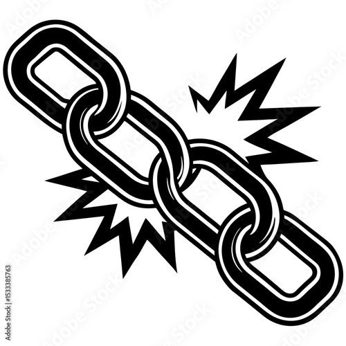 Chain Links Breaking Freedom vector silhouette Illustration