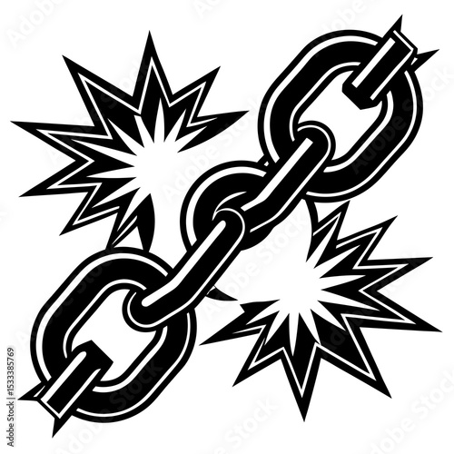 Chain Links Breaking Freedom vector silhouette Illustration