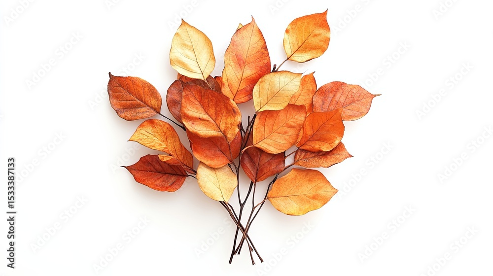 Fototapeta premium Autumn Leaves Arrangement on White Background for Seasonal Decor
