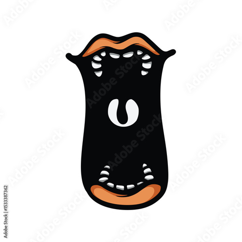 Big mouth open position cartoon vector illustration