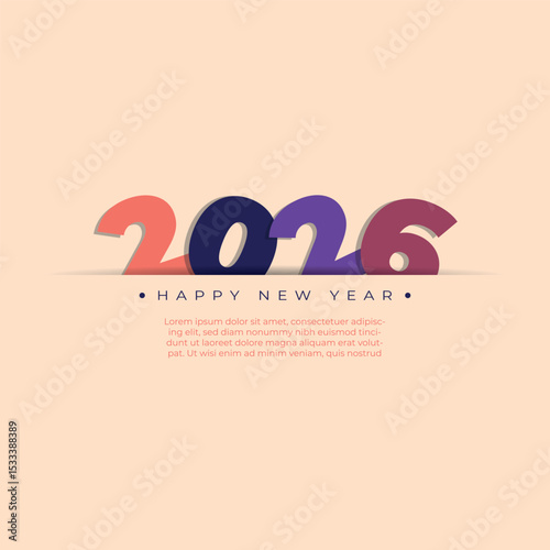 colorful happy new year 2026 typography vector background