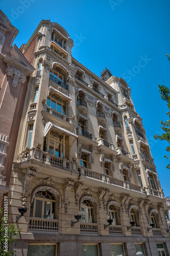 Madrid, Spain - May 31, 2025: Views of typical architecture in the Centro district of Madrid in Spain
