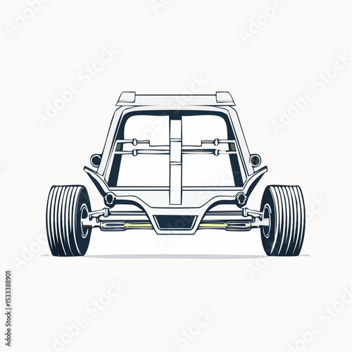 Vector Illustration Car Chassis Frame - Minimalist Black Line Art