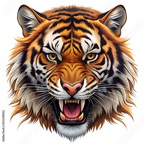 Tiger head  on white background