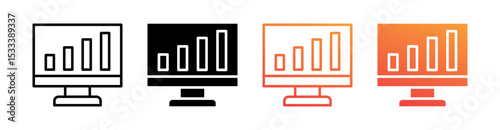 Chart Multiple Style Icon Set Vector 