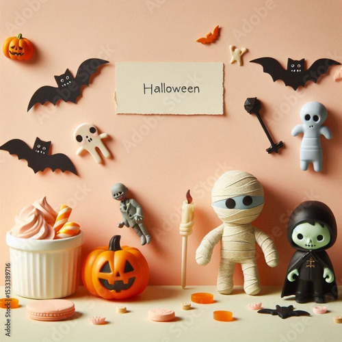 Adorable Halloween Decorations Mummy, Vampire, and Bats