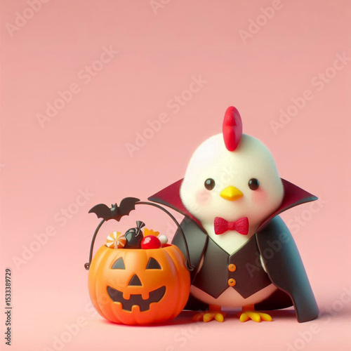 Adorable Vampire Chick Celebrates Halloween with Candy