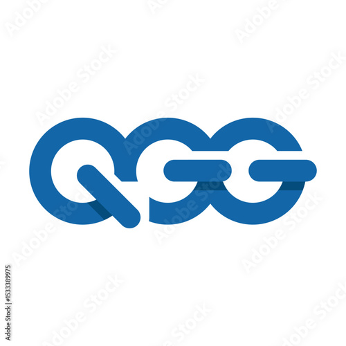 The image shows a flat logo design of a monogram letter QGG in blue color that looks clean on a white background