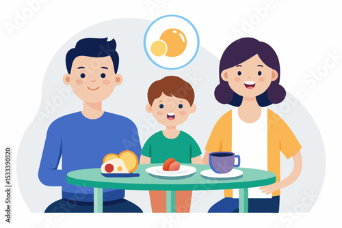 Happy family enjoying brunch together, at home, for website design