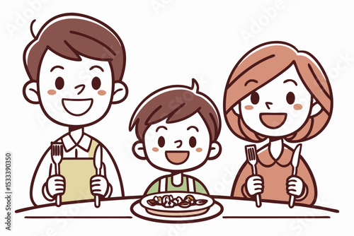 Happy family enjoying a meal together, at home, for a special occasion