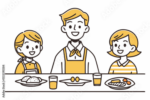 Happy family enjoying breakfast together, at home, for a special occasion
