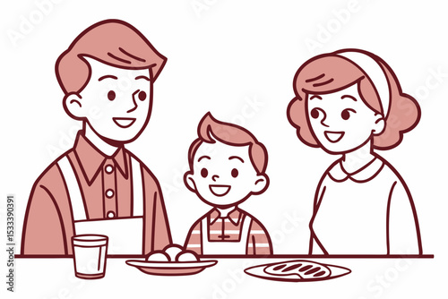 Happy family enjoying breakfast together, at home, for family bonding.