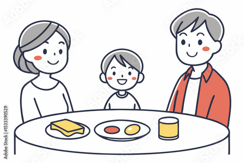 Happy family enjoying brunch together, at home, for website design